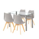 Leziter Set de masă Velon 4 1 alb-gri Mobalis Homvera