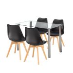 Leziter Set de masă Velon 4 1 alb-negru Mobalis Homvera