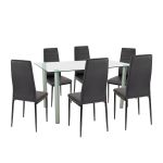 Leziter Set de masă Verna 6 1 negru-negru Mobalis Homvera