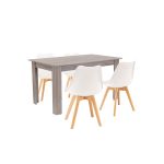 Leziter Set de masă Zara 4 1 alb-stejar York Mobalis Homvera