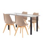 Leziter Set de masă Zelma 4 1 negru-bej Mobalis Homvera
