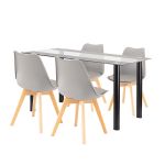 Leziter Set de masă Zelma 4 1 negru-gri Mobalis Homvera