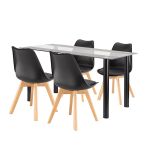 Leziter Set de masă Zelma 4 1 negru-negru Mobalis Homvera