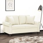 Canapea cu 2 locuri cu pernuțe, crem, 120 cm, catifea GartenMobel Dekor