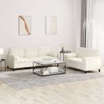 Set de canapele cu perne, 2 piese, crem, catifea GartenMobel Dekor