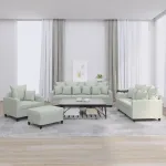 Set de canapele cu perne, 4 piese, gri deschis, catifea GartenMobel Dekor