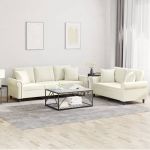 Set de canapele cu perne, 2 piese, crem, catifea GartenMobel Dekor