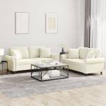 Set de canapele cu perne, 2 piese, crem, catifea GartenMobel Dekor