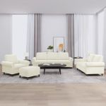 Set de canapele cu perne, 4 piese, crem, catifea GartenMobel Dekor
