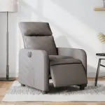 Fotoliu rabatabil electric, gri taupe, material textil GartenMobel Dekor