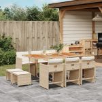 Set mobilier de grădină cu perne, 11 piese, bej, poliratan GartenMobel Dekor