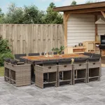 Set mobilier de grădină cu perne, 13 piese, gri, poliratan GartenMobel Dekor