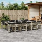 Set mobilier de grădină cu perne 13 piese gri deschis poliratan GartenMobel Dekor