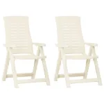 Scaune de grădină rabatabile, 2 buc., alb, plastic GartenMobel Dekor
