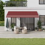 Copertina retractabilă automat cu LED, vișiniu, 500x350 cm GartenMobel Dekor
