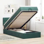 Pat otoman cu saltea și LED-uri, verde închis, 80x200cm catifea GartenMobel Dekor