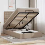 Cadru de pat otoman cu saltea Cappucino piele artificială GartenMobel Dekor