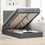 Cadru pat otoman cu saltea țesătură gri închis 120x190 cm GartenMobel Dekor