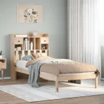 Pat cu bibliotecă fără saltea, 75x190 cm, lemn masiv de pin GartenMobel Dekor