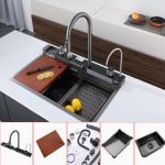 Leziter Chiuvetă multifuncțională Catania din oțel inoxidabil cu baterie digitală Mobalis Homvera