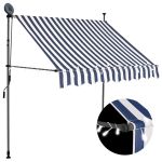 Copertină retractabilă manual cu LED, albastru & alb, 200 cm GartenMobel Dekor