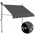 Copertină retractabilă manual cu LED, antracit, 150 cm GartenMobel Dekor
