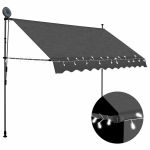 Copertină retractabilă manual cu LED, antracit, 250 cm GartenMobel Dekor