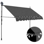 Copertină retractabilă manual cu LED, antracit, 300 cm GartenMobel Dekor