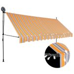 Copertină retractabilă manual cu LED, galben & albastru, 400 cm GartenMobel Dekor