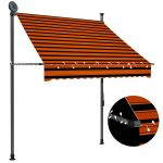 Copertină retractabilă manual cu LED, portocaliu & maro, 150 cm GartenMobel Dekor