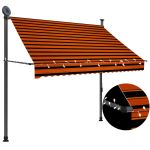 Copertină retractabilă manual cu LED, portocaliu & maro, 200 cm GartenMobel Dekor