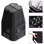 Compostor de grădină, negru, 93,3x93,3x146 cm, 1000 L GartenMobel Dekor