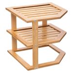 Etajera colt 5Five pentru bucatarie, 2 niveluri, bambus, 25x23x25 cm, maro natural Household NewTrend