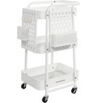 SONGMICS Raft de depozitare mobil tip carucior rulant, pentru baie sau bucatarie, cadru otel, 32x43x74 cm, alb Household NewTrend