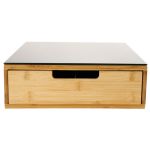 Suport capsule cafea 5Five Blackbamboo, cu sertar, bambus si sticla, 30x30x10 cm, natur si negru Household NewTrend