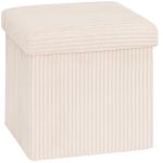 Taburet pliabil Atmosphera Arum din material tip catifea raiat, 38x38x38 cm, ivoire Household NewTrend