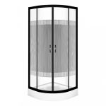 Kerra Cabină de duș curbată Xenia Duo Neagră 90x90 cm cu cădiță de duș Mobalis Homvera