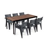Curver Set de mobilier de grădină Amari Large 6 în 1, nuc-grafit Mobalis Homvera