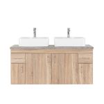 Leziter Dulap inferior Bianco 130 fără chiuvetă cu blat din beton stejar sonoma Mobalis Homvera