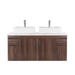 Leziter Dulap inferior Bianco 130 fără chiuvetă din lemn de nuc Aida cu blat alb Mobalis Homvera