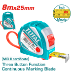 TOTAL - RULETA 8M X 25MM - BUTON 3 FUNCTII PowerTool TopQuality