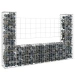 Coș de gabion în formă de U, 2 stâlpi, 140x20x100 cm, fier GartenMobel Dekor