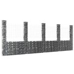 Coș de gabion în formă de U cu 5 stâlpi, 500x20x200 cm, fier GartenMobel Dekor