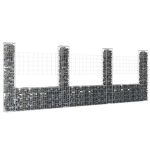 Coș gabion în formă de U cu 4 stâlpi, 380x20x150 cm, fier GartenMobel Dekor