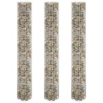 Strat înălțat gabion 3 buc. Ø30x200 cm oțel galvanizat circular GartenMobel Dekor