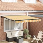 Cortina Retractabilă Manual Galben și alb 300x250 cm țesătură GartenMobel Dekor
