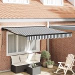 Cortina Retractabilă Manual Antracit și Alb 350x250 cm țesătură GartenMobel Dekor