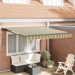 Cortina Retractabilă Manual Verde și galben 300x250 cm țesătură GartenMobel Dekor
