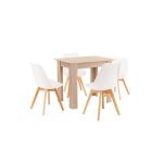 Leziter Set de masă Amina 4 1 alb-stejar Sonoma Mobalis Homvera