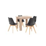 Leziter Set de masă Amina 4 1 negru-stejar Sonoma Mobalis Homvera